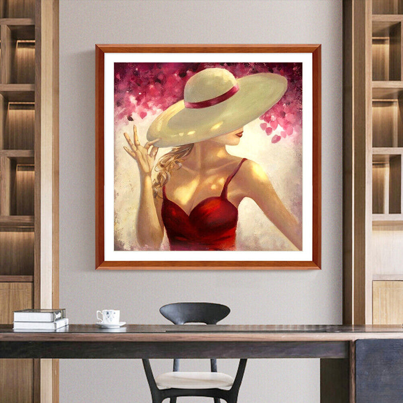5D DIY Full Round Diamond Painting Modern Girl Mosaic Picture Kit Wall Art Craft