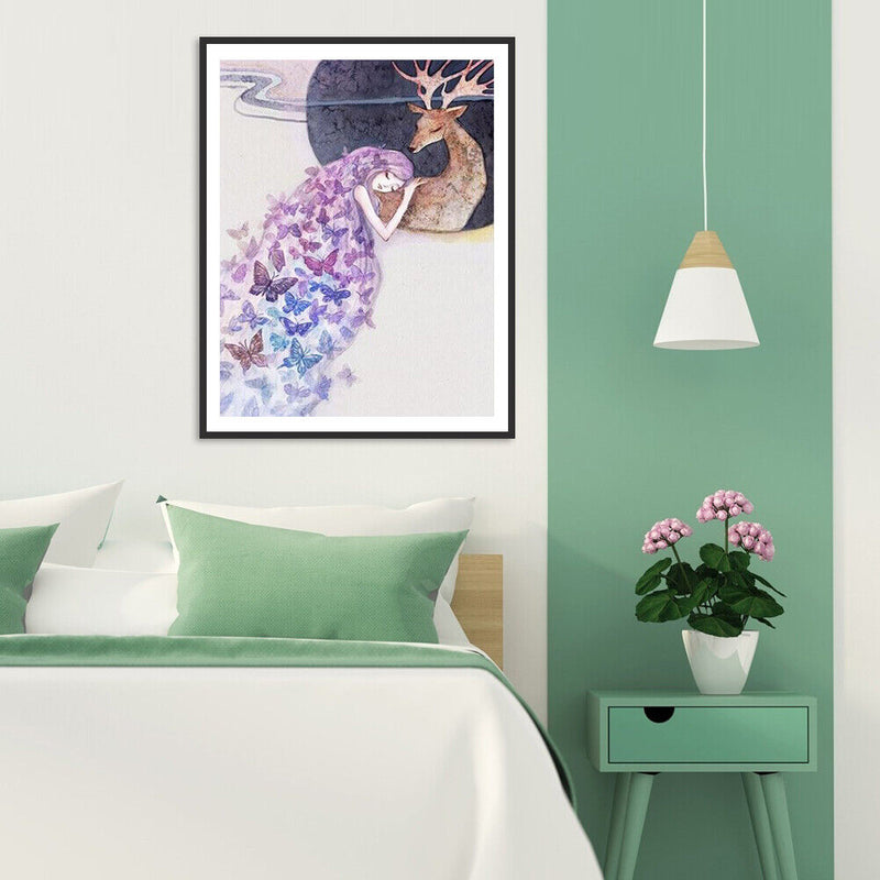Butterfly Elk Coloring Picture Acrylic Paints Set Frameless Painting By Numbers
