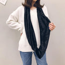 Women Zipper Pocket Loop Scarf Solid Convertible Infinity Scarves (Black)