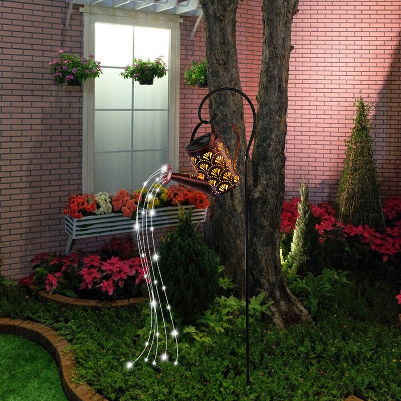 LED Kettle Solar Light Watering Can Sprinkle Fairy Lamp Garden Decor (B) Newly