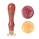 Wax Seal Plant Pattern Retro Wood Handle Sealing Wax Stamp for Envelope Wedding