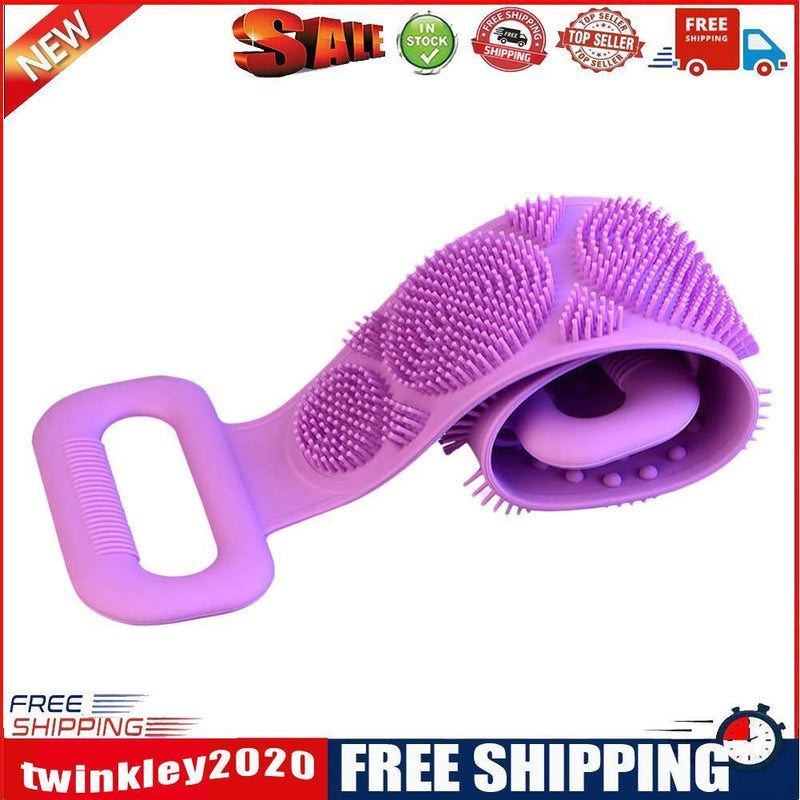Double-side Silicone Bath Brush Wash Scrub Massage Shower Scrubber (Purple)