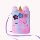 Fashion Children Cartoon Print Plush Coin Purse Fluffy Phone Messenger Bags