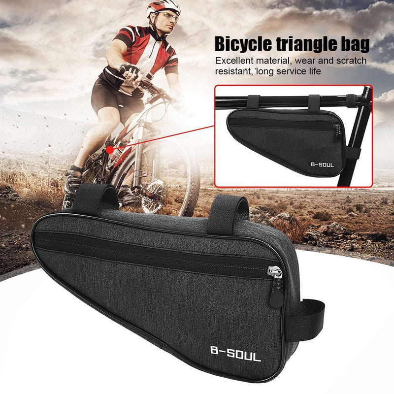 Durable MTB Front Frame Triangle Bag Road Cycling Storage Pouch Bag (Black)