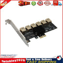 PCI-E Riser Card 1 to 6 USB 3.0 Multiplier Hub BTC Mining Expansion Card Newly