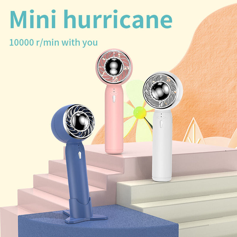 Handheld USB Mini Fan Summer Portable Outside Travel Cooling Fans (Blue)