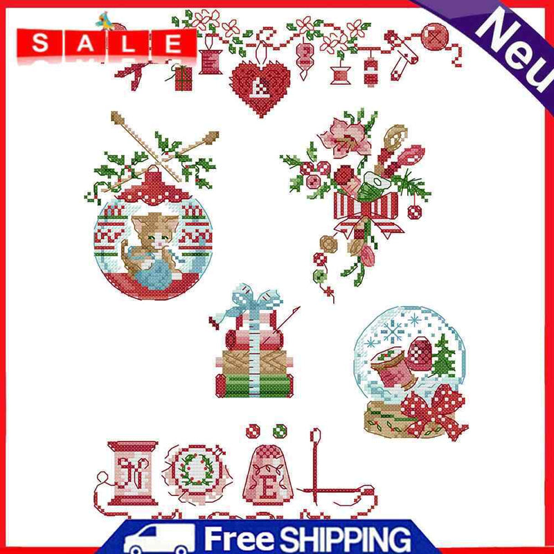 Full Cross Stitch Christmas Needle Kit Cotton 2 Beaches Stamped Art Home Decor