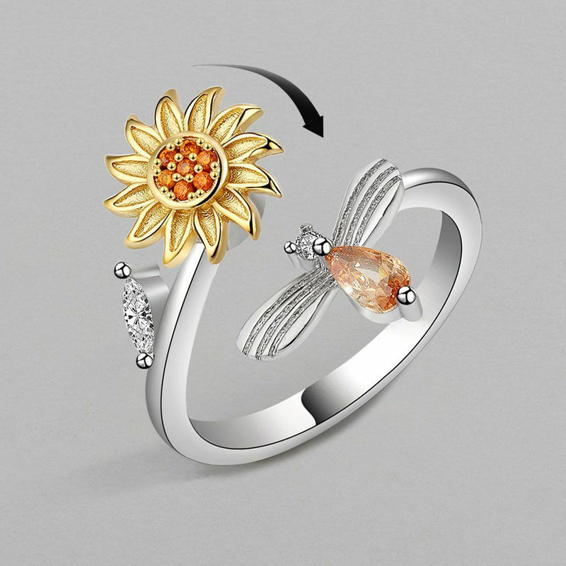 Freely Sunflower Spinning Anxiety Ring Finger Ring Anti-stress Rotating Ring