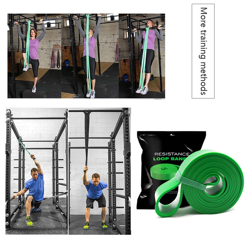 Elastic Resistance Band Exercise Gym Fitness Strength Belt (Green 45mm) Newly