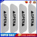 4pcs Car OPEN Reflective Tapes Warning Mark Open Car Door Stickers (White)