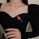 Rhinestone Red Rose Flower Brooches Women Lapel Pins Wedding Party Badge Jewelry