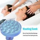 Silicone Scalp Head Body Massager Comb Round Hair Washing Brushes (Blue) Newly