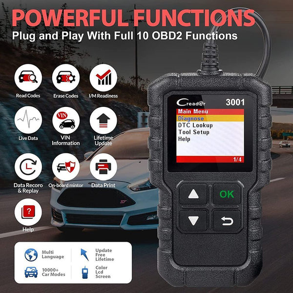 X431 Full OBDII Car Diagnostic Tool Code Reader CR3001 Scanner Creader 3001