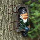 Outdoor Ornament Garden Decoration Elf Gnome Tree Sculpture Window Dwarf Statue