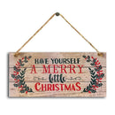 Hanging Wood Plaque Merry Christmas Wooden Door Hanging Sign Wall Art