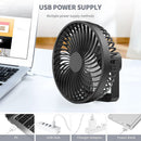 Rechargeable 3 Gears Adjustable Personal USB Desk Fan Portable Desktop Tabl