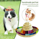 Costume Dog Supplies Sombrero Pet Straw Hat Pet Ornaments Mexican Straw Cap&