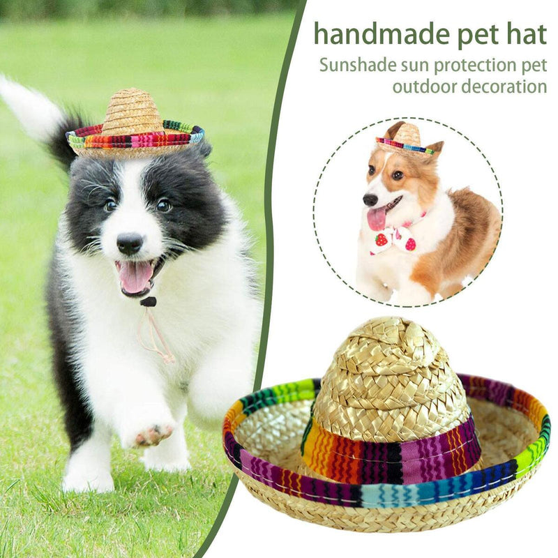 Costume Dog Supplies Sombrero Pet Straw Hat Pet Ornaments Mexican Straw Cap&