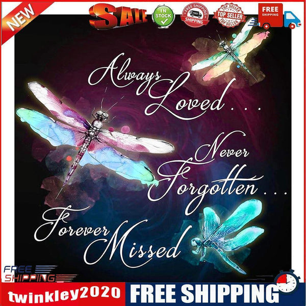 Dragonfly Text Frameless Oil Paint by Numbers Kit Handpainted Picture Art