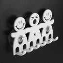 5 Slot Plastic Cute Smiling Cartoon Sucker Toothbrush Holder Suction Hooks