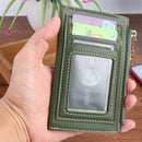 Multi-slot Wallet Mini Lady Leather Coin Purse Solid Color Zipper Purse Card