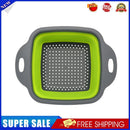 Folding Silicone Drain Basket Fruit Vegetable Washing Strainer (Green S)