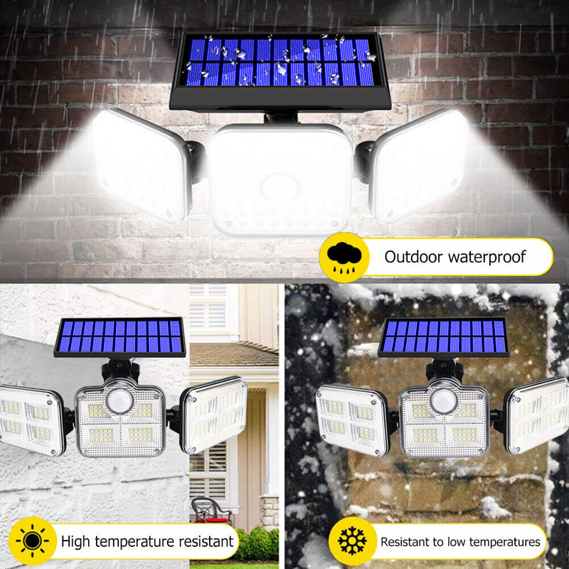 122LEDs 3 Head Light PIR Sensor Solar Outdoor Waterproof Lamp (JD-2757) Newly