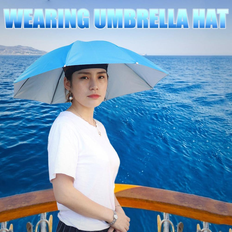 5pcs Outdoor Portable Anti-Rain Anti-Sun Head Umbrella Hat (Light Blue)