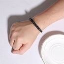 Jewelry PU Leather 8mm Lava Stone Magnetic Buckle Braided Bangle Mens Bracelet
