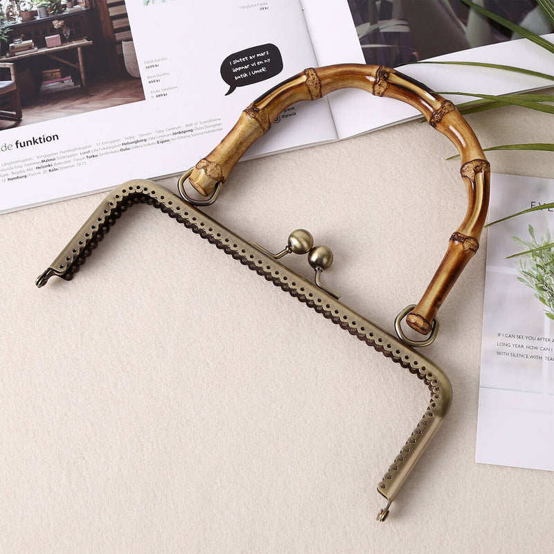 Metal Purse Frame Kiss Clasp Lock Bamboo Square Handle for DIY Bag Making