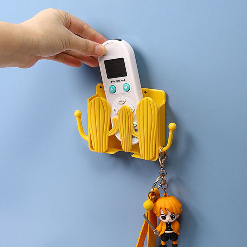 Punch Free Wall Storage Box Remote Control Phone Charging Holder (Yellow) Newly