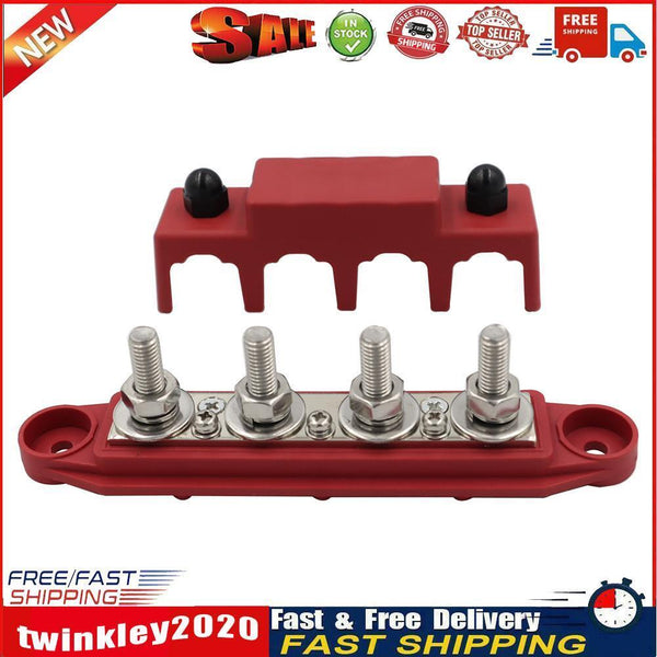4 Post Power Distribution Block Bus Bar High Current Wiring Stud (M8 Red) Newly