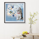 Canvas Paint By Numbers White Cat Oil Hand Painted Drawing Kit Home Decorat