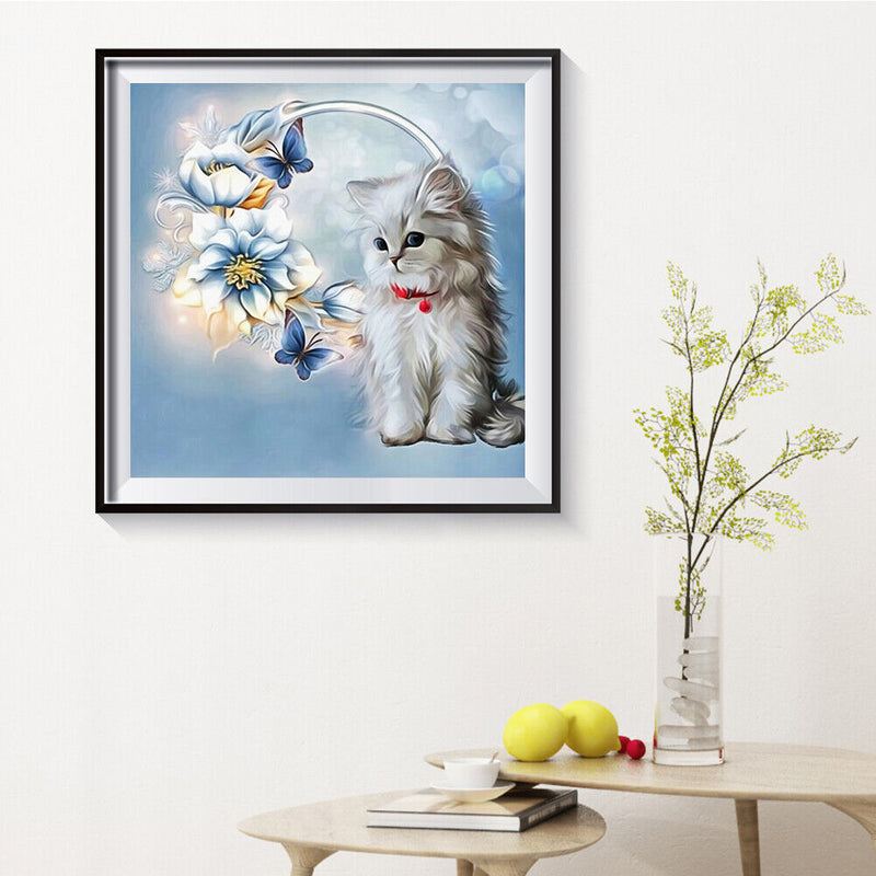 Canvas Paint By Numbers White Cat Oil Hand Painted Drawing Kit Home Decorat