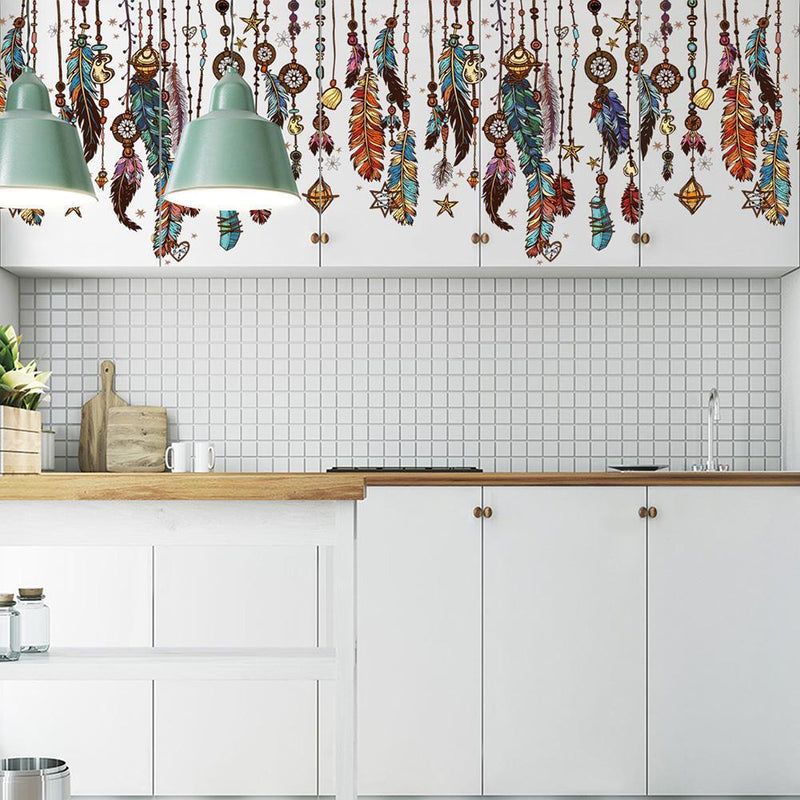 Removable Dream Catcher Feathers Wall Stickers Kids Bedroom Decor Decals