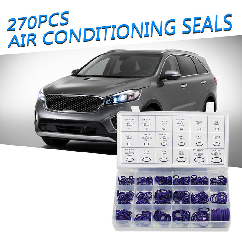 270pcs Assorted Air Conditioning Seal O-ring R22 R134a Rubber Gasket Purple