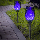 12LED Solar Flame Torch Light Blue Flickering Night Lamp Yard Decor (2pcs) Newly