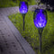 12LED Solar Flame Torch Light Blue Flickering Night Lamp Yard Decor (2pcs) Newly