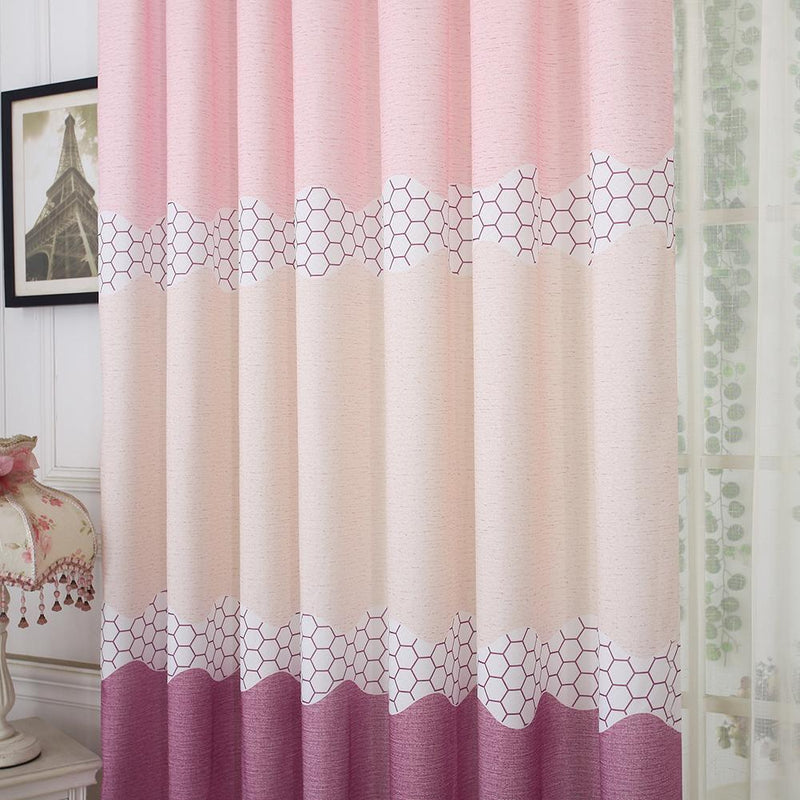 Geometry Semi Blackout Curtains Home Windows Tulle Sheer Drape (Purple Red