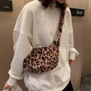 Fashion Leopard Printed Women Shoulder Bag Plush Travel Daily Crossbody Handbag