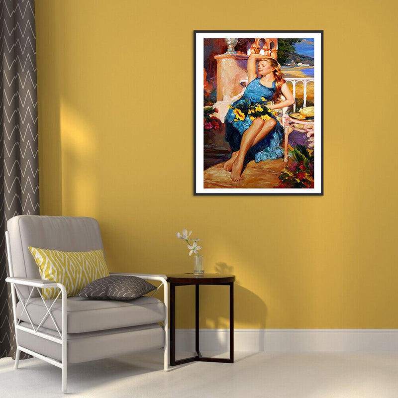 Woman Bathing Sun Pattern Frameless Digital Paint Hand Painted Oil Picture Decor