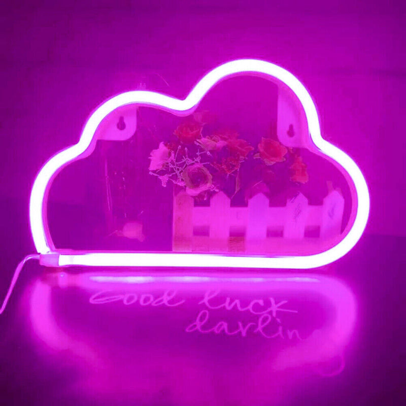 Cartoon Cloud Sign Neon Light USB Battery Operated Art Hanging Lamp (Pink) Newly