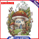 Partial Cross Stitch 14CT Mushroom House Counted Embroidery DIY Cotton Thread