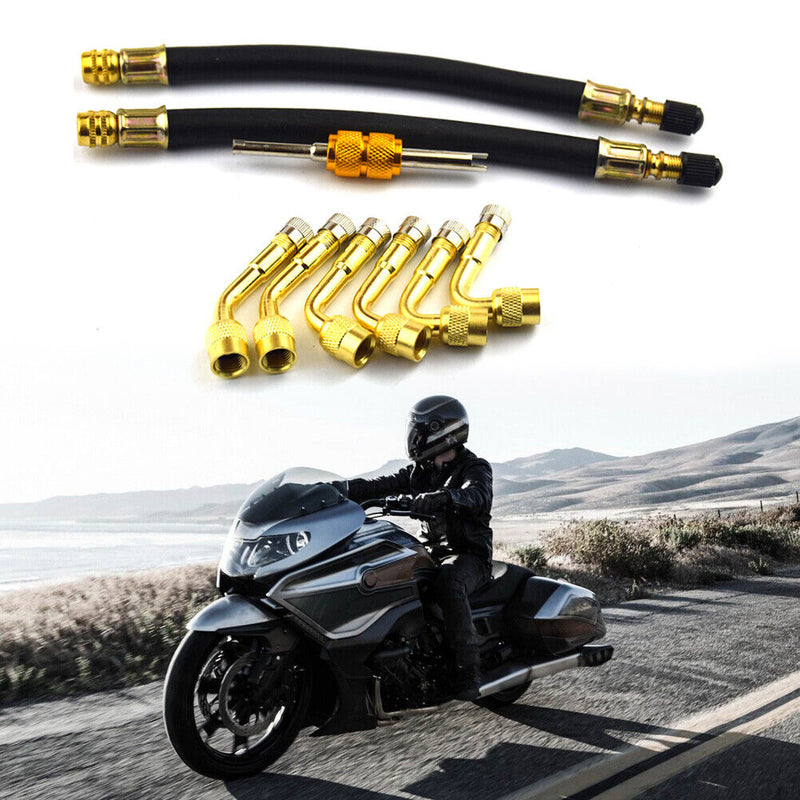 45 90 135 Degree Bend Tire Valve Extension Adapter Set for Motorcycle Bike Newly
