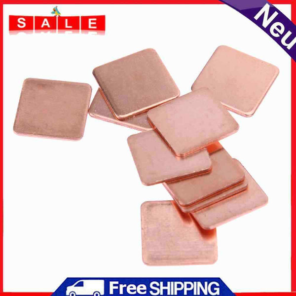 10Pcs 15*15mm 1/1.2/1.5/1.8/2mm Pads Heatsink Copper Shim Thermal for Laptop