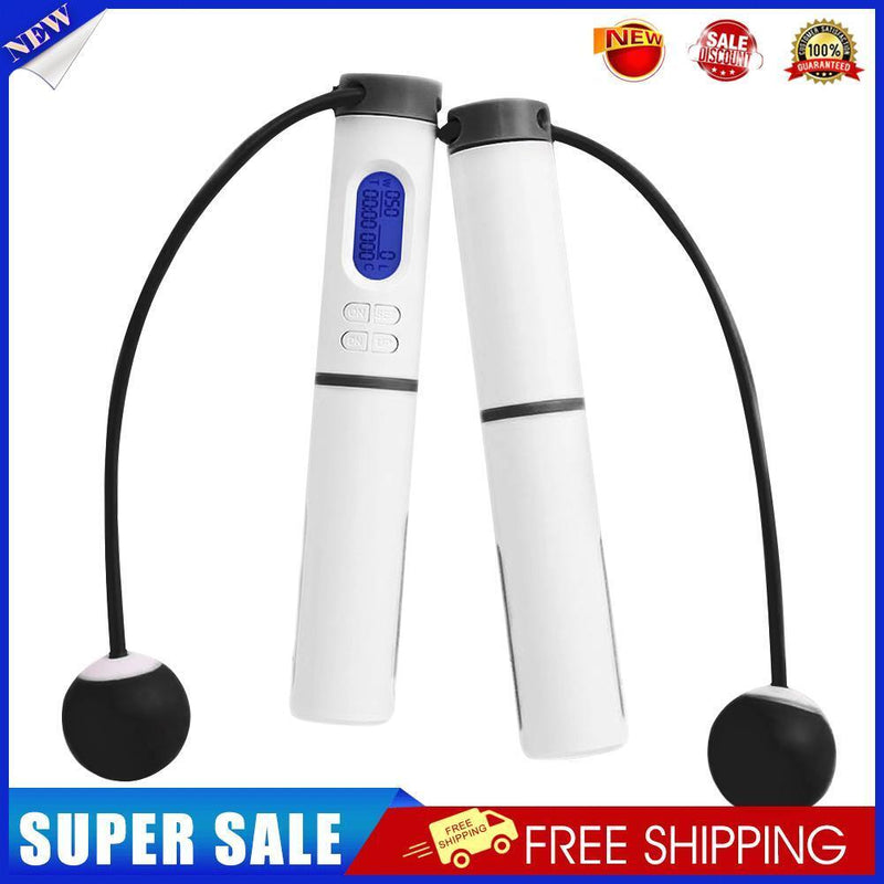 Smart Skipping Rope Counter Exercise Student Sports Jump Rope (Black White)