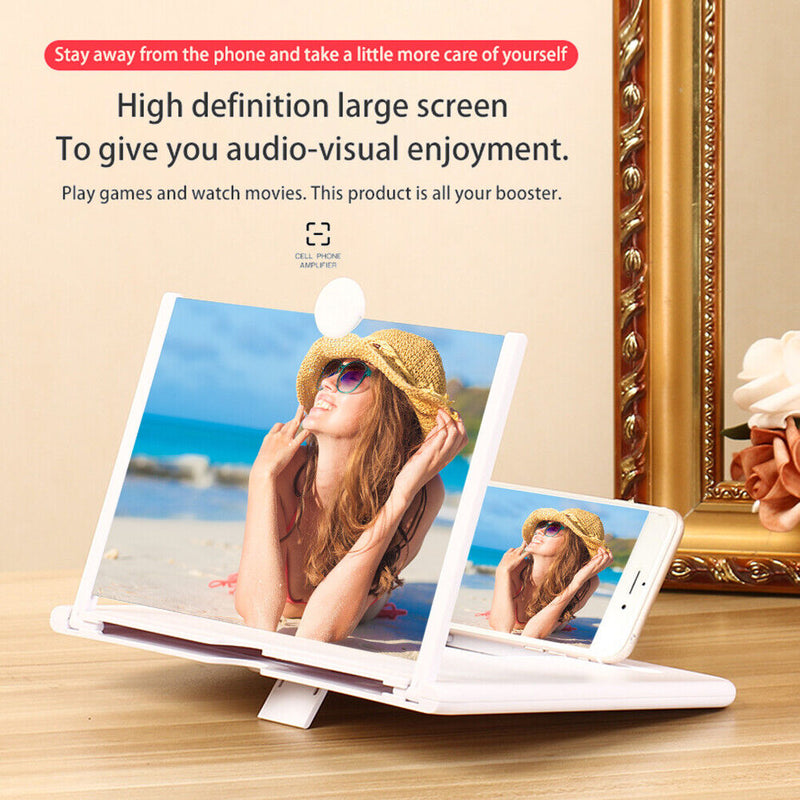 10 inch Smart Phone Magnifier Holder Video Amplifier Enlarger Stand (White)