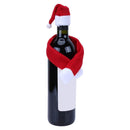 2pcs Christmas Non-woven Fabric Hat Scarf Red Wine Bottle Christmas Decor