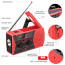 Portable Emergency Radio Solar Weather Radios with Hand Crank (EU Red) Newly