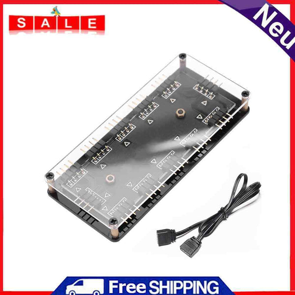 10-Port 12V 4Pin RGB Fan HUB PC LED Strip Light Cooler Splitter for AURA MSI